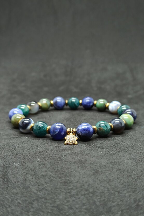 Sodalit Apatit Karma Doğal Taş Kadın Bileklik Prof