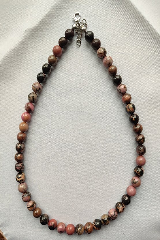 Sertifikalı Rodonit Doğaltaş Kolye