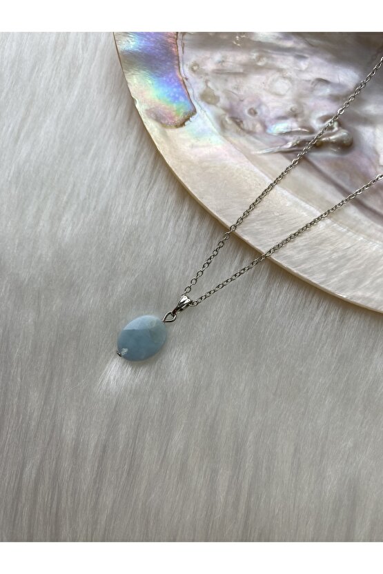 Akuamarin Minik Doğal Taş Kolye