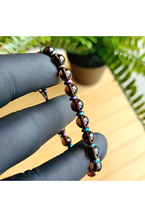 Zirve Kalite Dumanlı Kuvars Kristali Doğal Taş Bileklik -1- (EL YAPIMI TASARIM ÜRÜNLER)