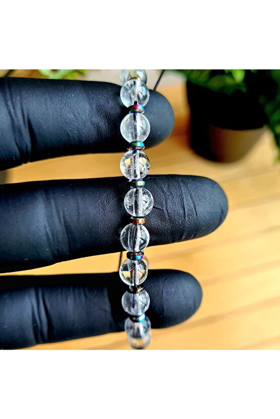 Kuvars Kristali Doğal Taş Bileklik (EL YAPIMI TASARIM ÜRÜNLER)