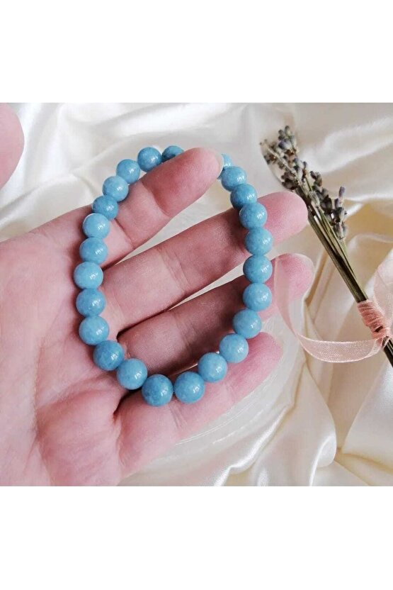 Mavi Kuvars Doğal Taş Bileklik 8 Mm