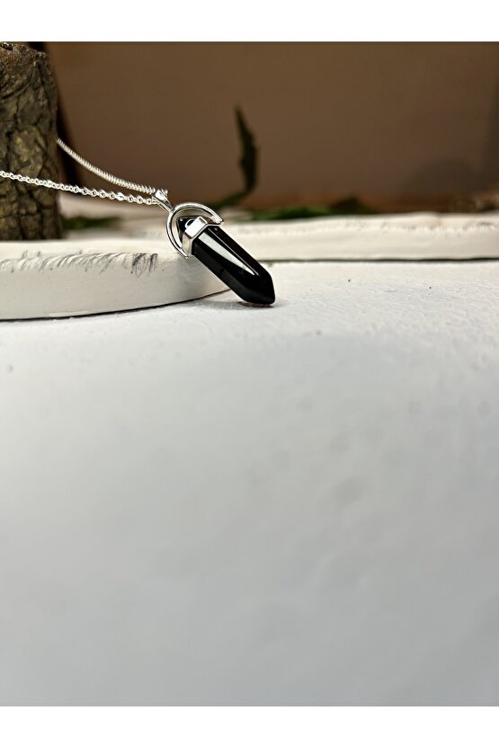 Obsidyen Taşı Çivi Kolye