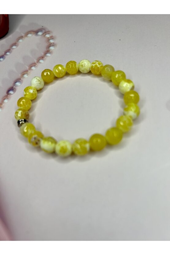 Sarı Akik Doğal Taş Bileklik-%100 Orijinal