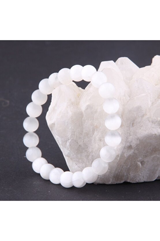 Selenit Doğal Taş Bileklik 8 mm
