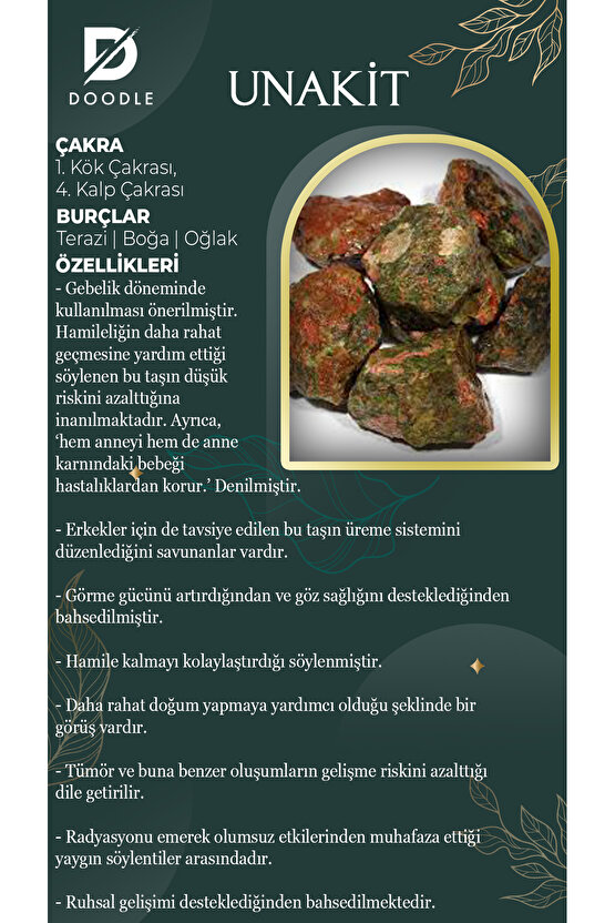 Enerji Deposu Elmas Kesim Unakit Doğaltaş Kolye