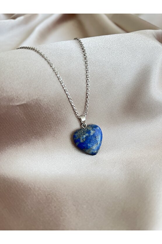 Kalp Kesim Lapis Lazuli Doğal Taş Kolye