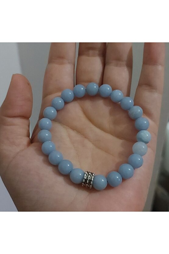 ANJELİT (MELEK) DOĞAL TAŞ BİLEKLİK 8MM
