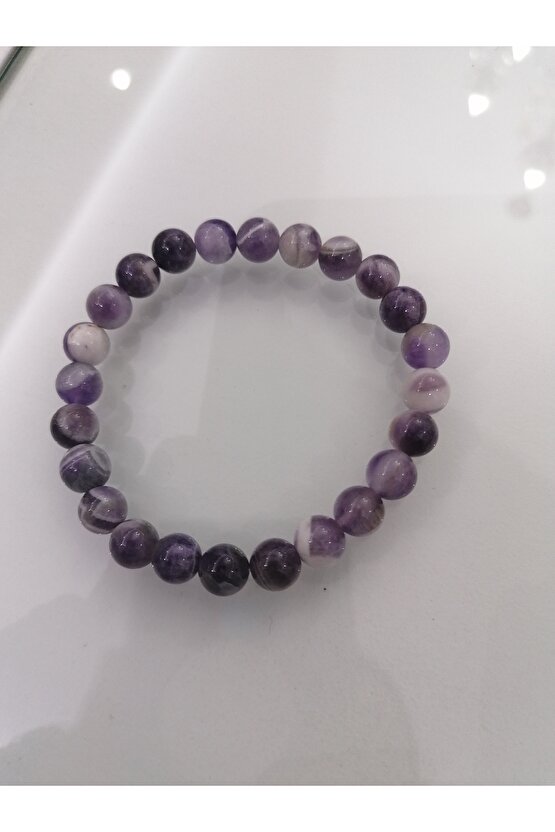 Ametist Doğal Taş Bileklik 8mm Küre Kesim