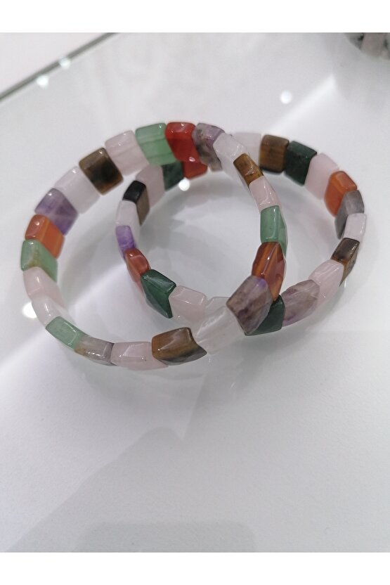 Çakra Doğal Taş Bileklik 9x12mm Özel Kesim