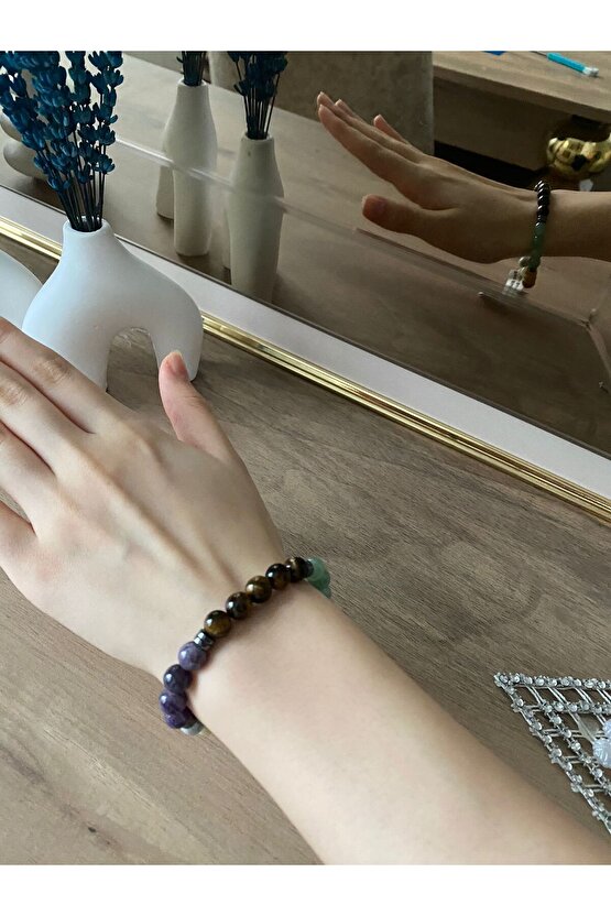 DOĞAL TAŞLI ASLAN BURCU BİLEKLİK