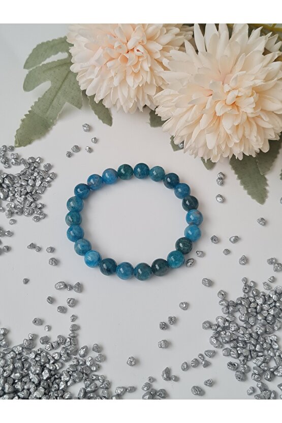 Apatit  Doğal Taş Bileklik 8mm Küre Kesim