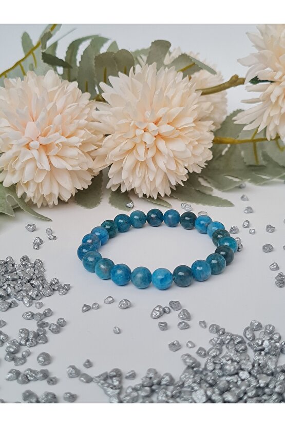 Apatit  Doğal Taş Bileklik 8mm Küre Kesim