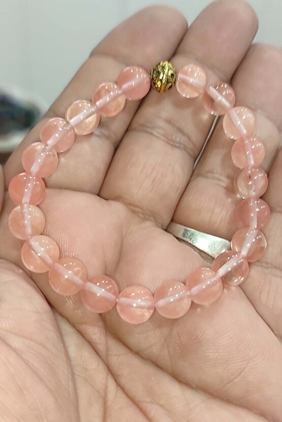 Gül Kuvars Taşı 8 mm Natural Doğaltaş Bileklik