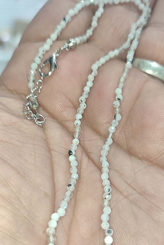 Ay Taşı Faset Kesim 2 mm Natural Doğaltaş Kolye