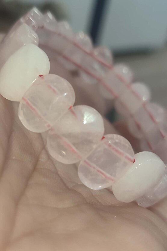Pembe Kuvars Taşı Faset Kesim Natural Doğaltaş Bileklik