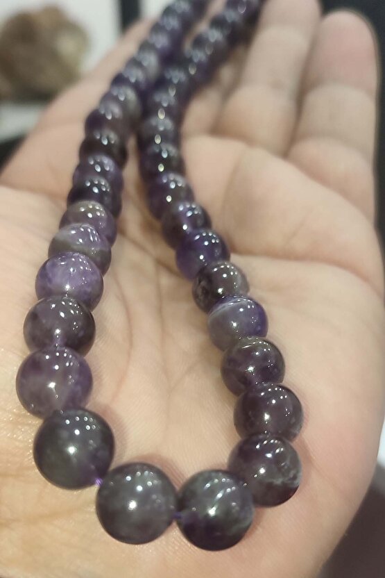 Ametist Taşı 10 mm Natural Doğaltaş Kolye