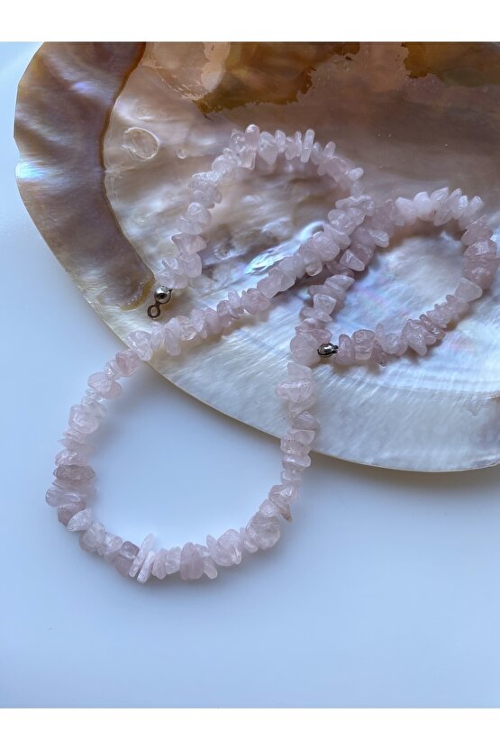 Pembe Kuvars Kırıktaş Doğal Taş Set