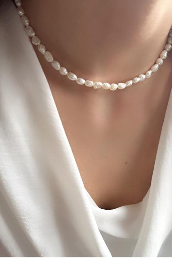 İnci Kolye-Istiridye Incisi, Barok Inci Kolye -küçük-gerçek 5 mm Kum inci