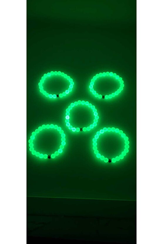 Fosforlu Kedigözü 5Li Bileklik-Karanlıkta Parlar-Sevgili Arkadaş Aile Kombini Hediyelik Aksesuar