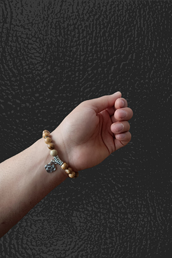 Odun Jasper Taşı Doğal Taş  Desenli parlak Jasper Taşı Bileklik Doğal Taş