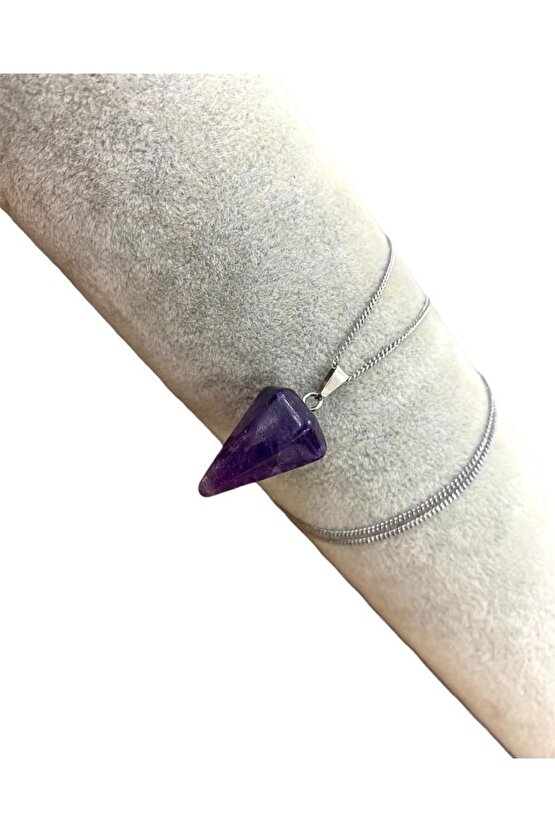 Ametist Doğal Taş Pandül Kolye