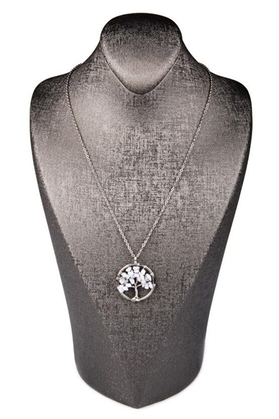 Tel Sarmalı Mavi Kalsedon Hayat Ağacı Doğal Taş Kolye