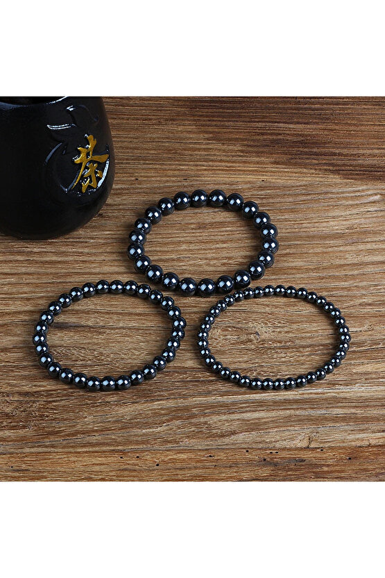 Sertifikalı Hematit Çift Kaplan Gözü Taşı Bileklik