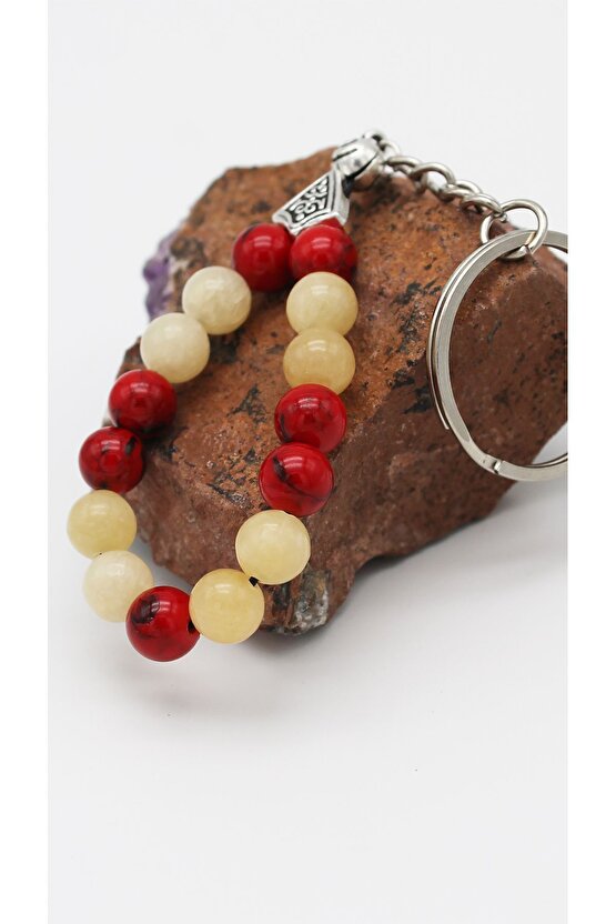 Taraftar Kalsit Sedef Kaplama Kuvars Doğaltaş Anahtarlık