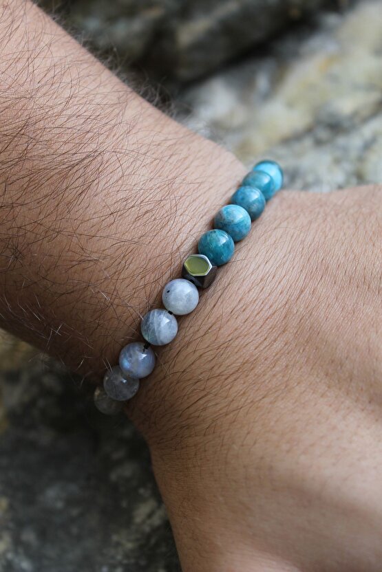 Apatit Labradorit Sitrim Doğaltaş Okul Başarı Erkek Bileklik