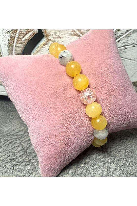 Pozitif Enerj Bilekliği- (AYTAŞI, NECEF, KALSİT VE PEMBE KUVARS) Sertifikalı