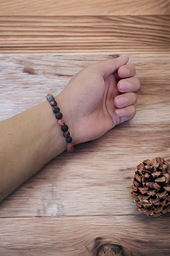 Mat Akik Taşı Desenli Orijinal Doğal Taş Gerçek Doğal Taş Bileklik Doğal Taş Takı Setleri