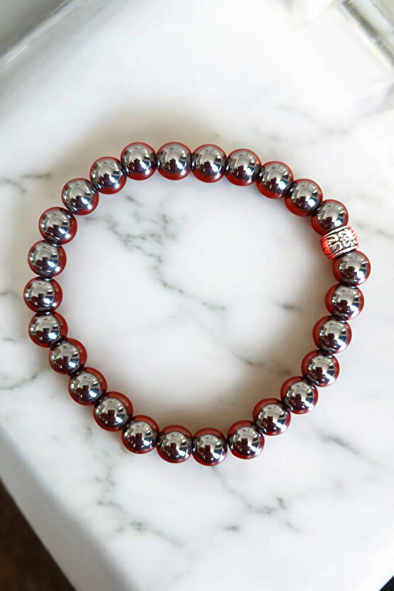 Hematit bileklik Orijinal Ara Aparatlı Gerçek Hematit Taşı Bileklik (kaplama Değil) Doğal Taş