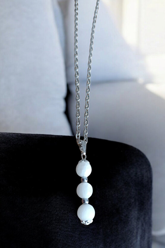 Selenit kolye Selenit Taşı Kolye doğal taş kolye zincirli kadın kolye hediyelik kolye