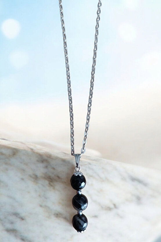 Damarlı Akik kolye Akik Taşı kolye doğal taş kolye zincirli kadın kolye hediyelik kolye