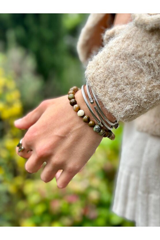 GÖKÇEADA Doğaltaş Yeşil Opal Taşı Bileklik