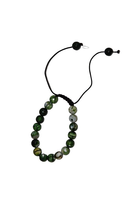 Ayarlanabilir İpli Parlak Yesil Akik Doğal Taş Bileklik