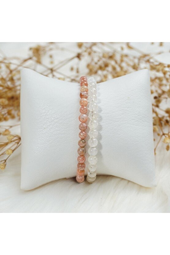 Güneş - Ay Taşı Doğal Taş 2li Bileklik