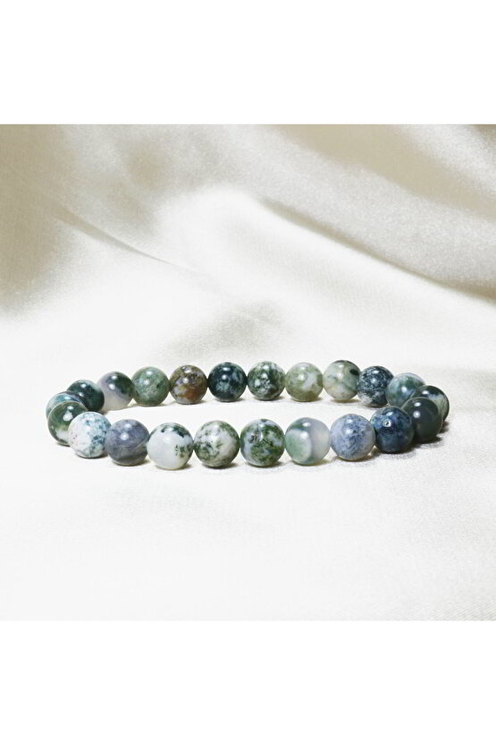 Yosunlu Akik Premium Doğal Taş Bileklik