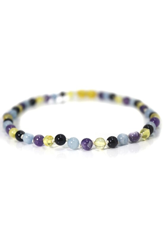 Damla Kehribar Karma Doğal Taş Bebek Kolye