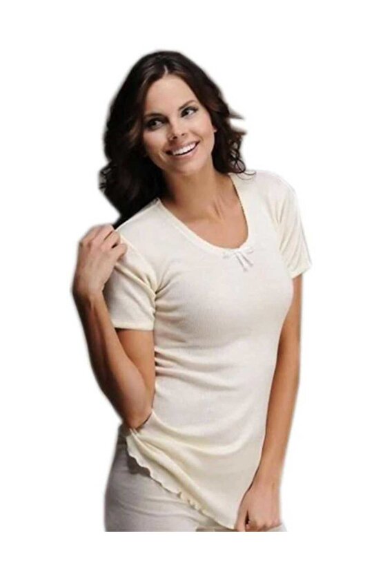 Kadın Kısa Kollu Atlet Kaşkorse Beyaz