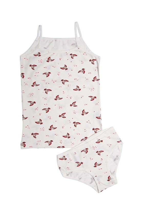 3406x6 Kız Çocuk 6lı Karışık Desen İp Askılı Atlet Külot Takım-Renkli