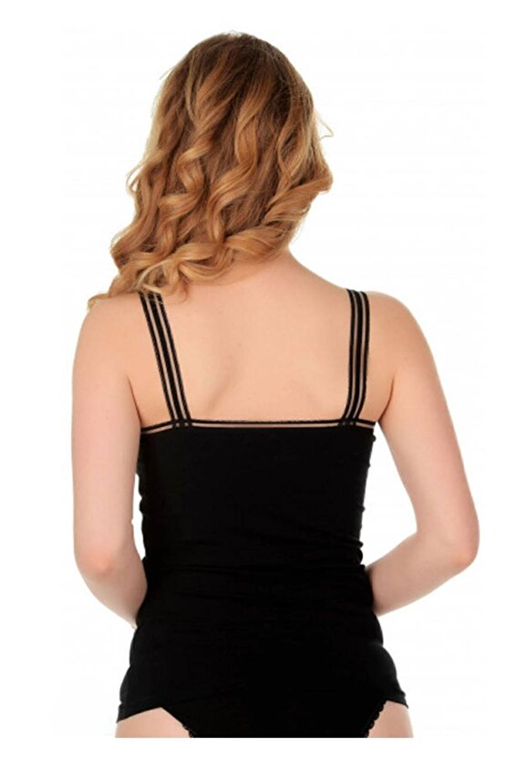 Kadın Siyah Askılı Atlet 553 3lü