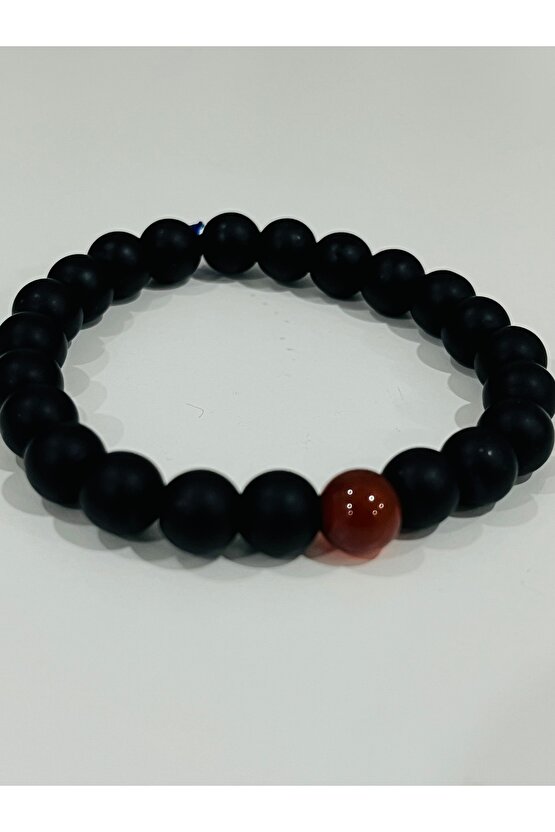 Mat siyah oniks taş Kaplan gözü Doğal taş bileklik Unisex hediyelik bileklik