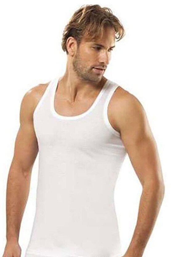 Erkek Beyaz Pamuk Klasik Askılı Penye Atlet 6lı