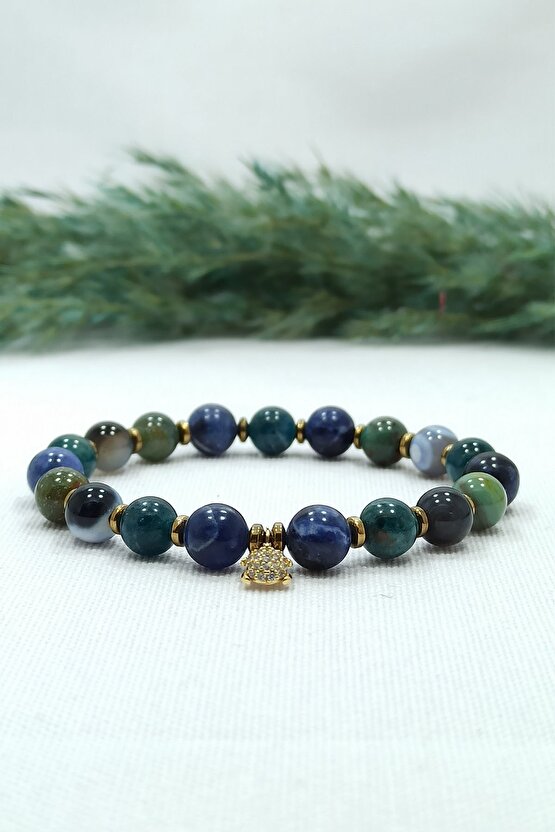 Sodalit Apatit Karma Doğal Taş Kadın Bileklik Prof