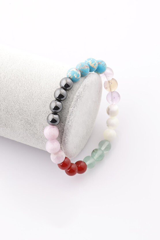 Başak Burcu Taşlarından Oluşan Doğal Taş Bileklik 8 mm Küre Kesim - Burç Bilekliği