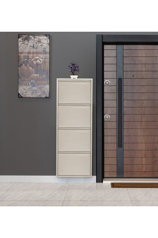 4’lü Metal Ayakkabılık (Krem) | Fonksiyonel ve Estetik Görünüm