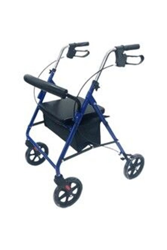 Rr-03 Çantalı Lüks Mavi Rolatör Alüminyum Katlanabilir