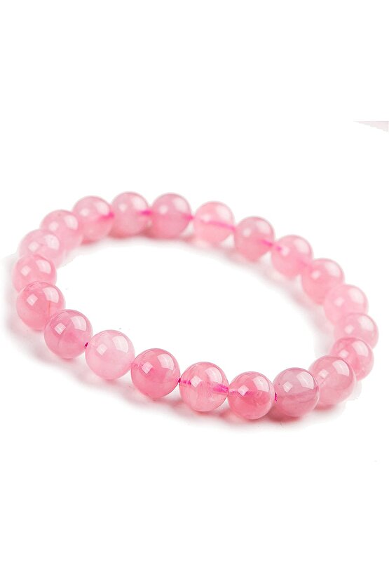 Öğrenci Bilekliği - Pembe Kuvars Doğal Taş
